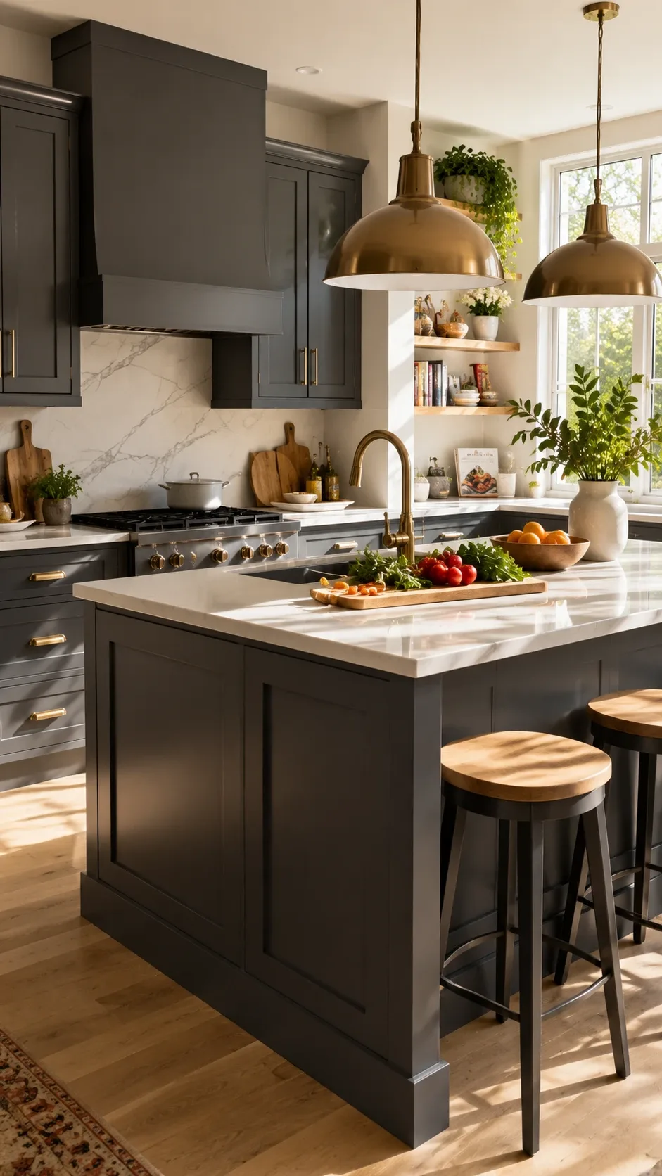 Modern kitchen with painted cabinets and a contrasting island
