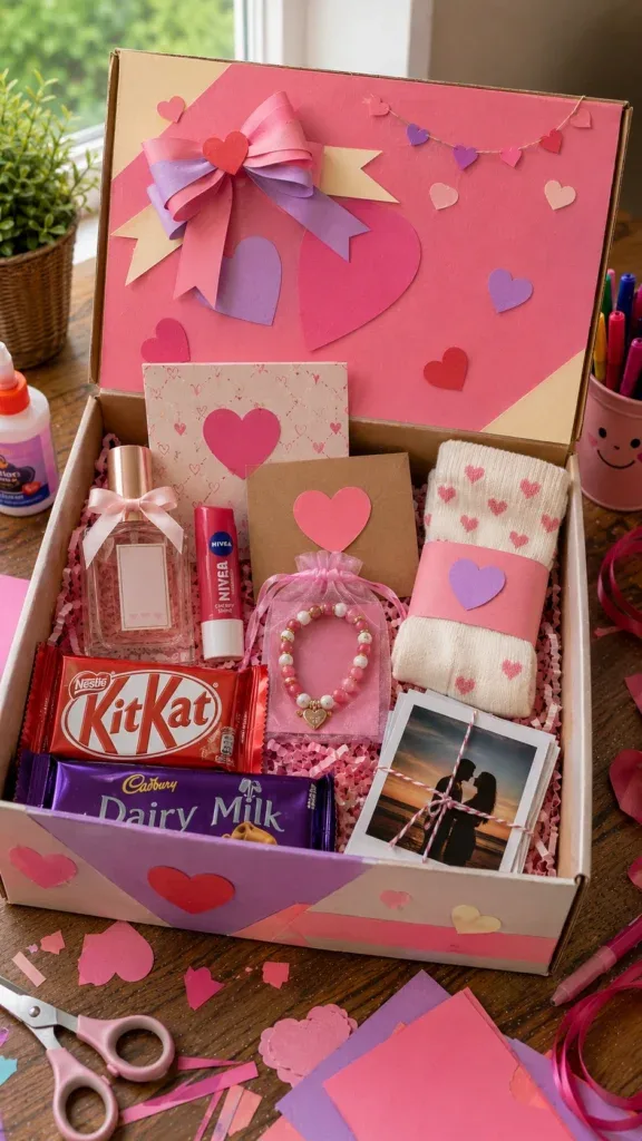 Self-care birthday gift box with candle and bath treats