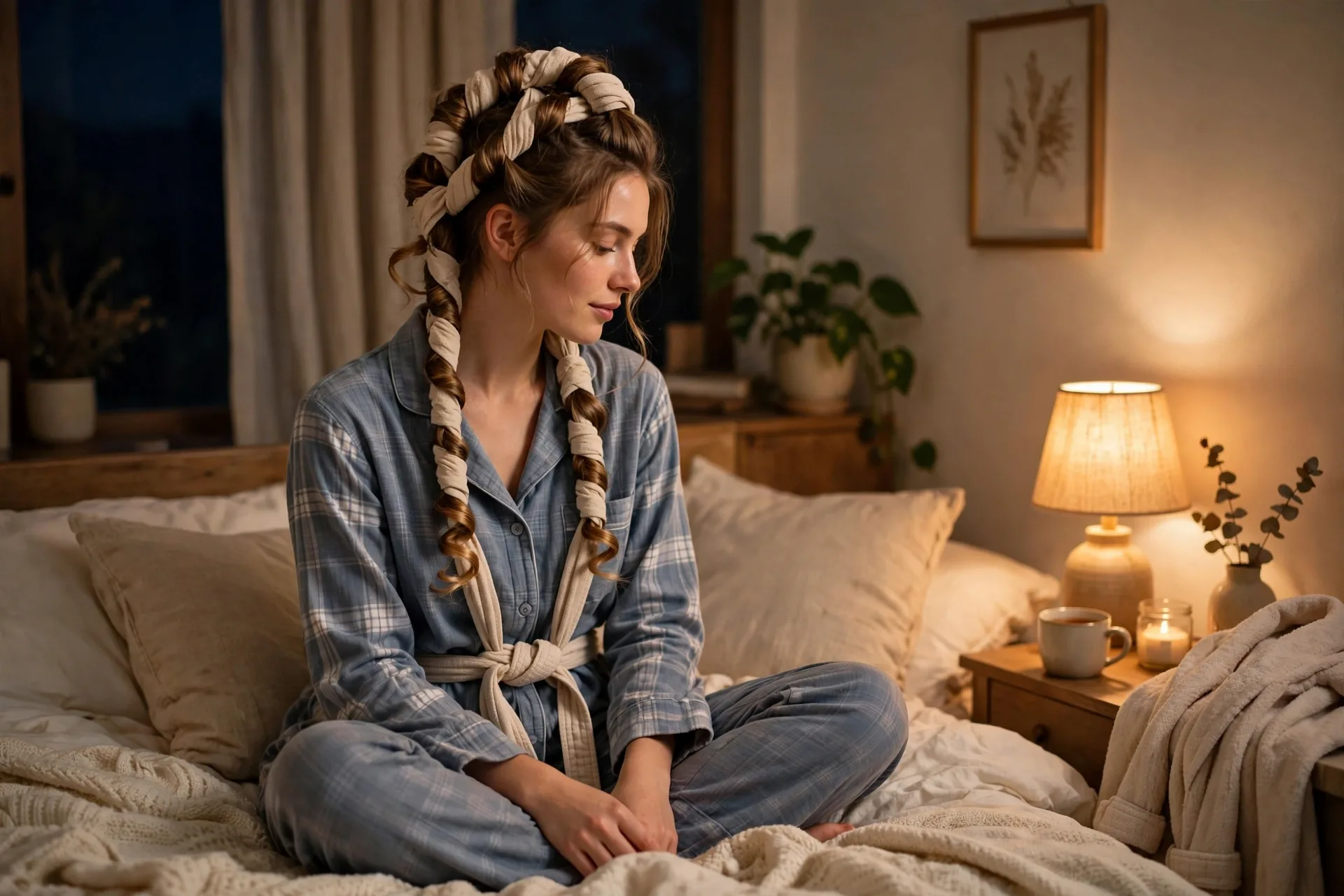 robe belt overnight heatless curls
