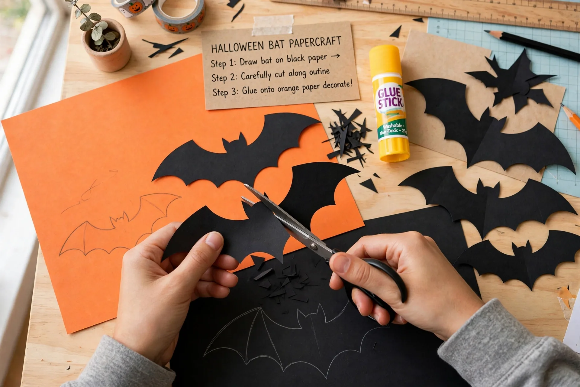 Paper bat wall swarm decorations