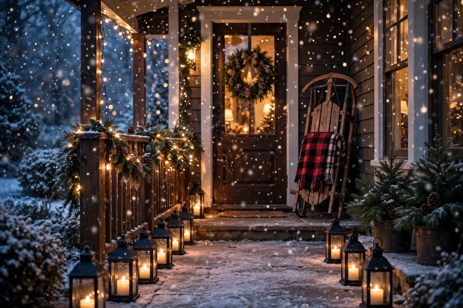 Festive Christmas front porch