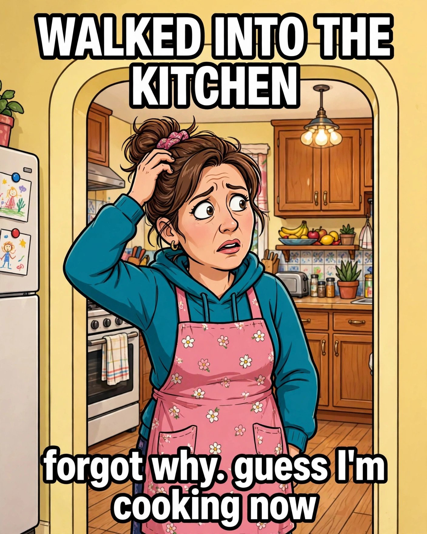 Mom forgot why she walked into the kitchen meme