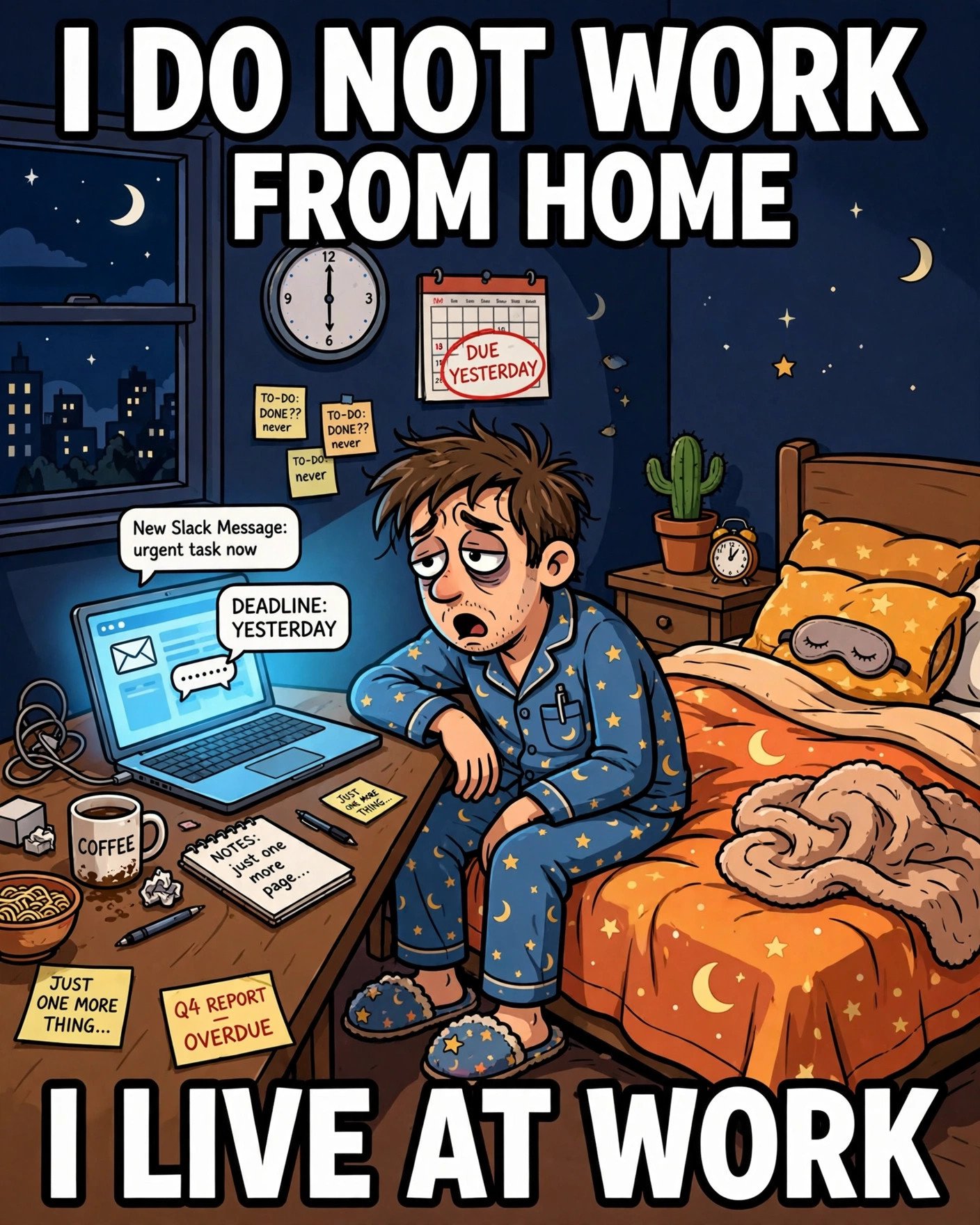 Funny work from home meme about never being able to log off
