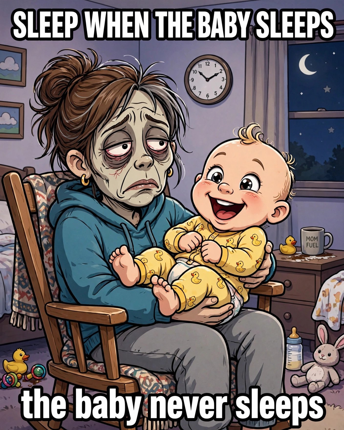 Baby never sleeps meme