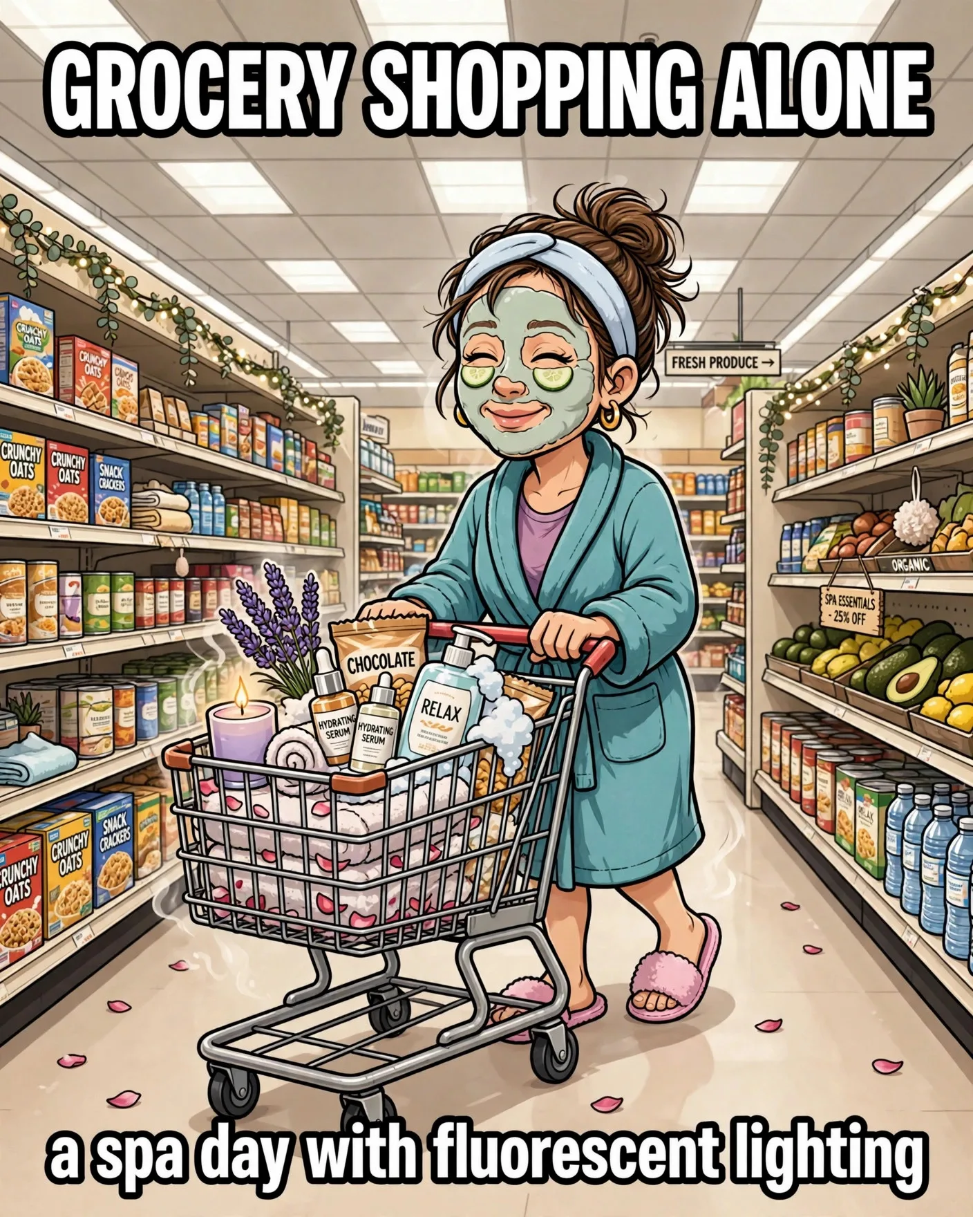 Mom grocery shopping alone meme
