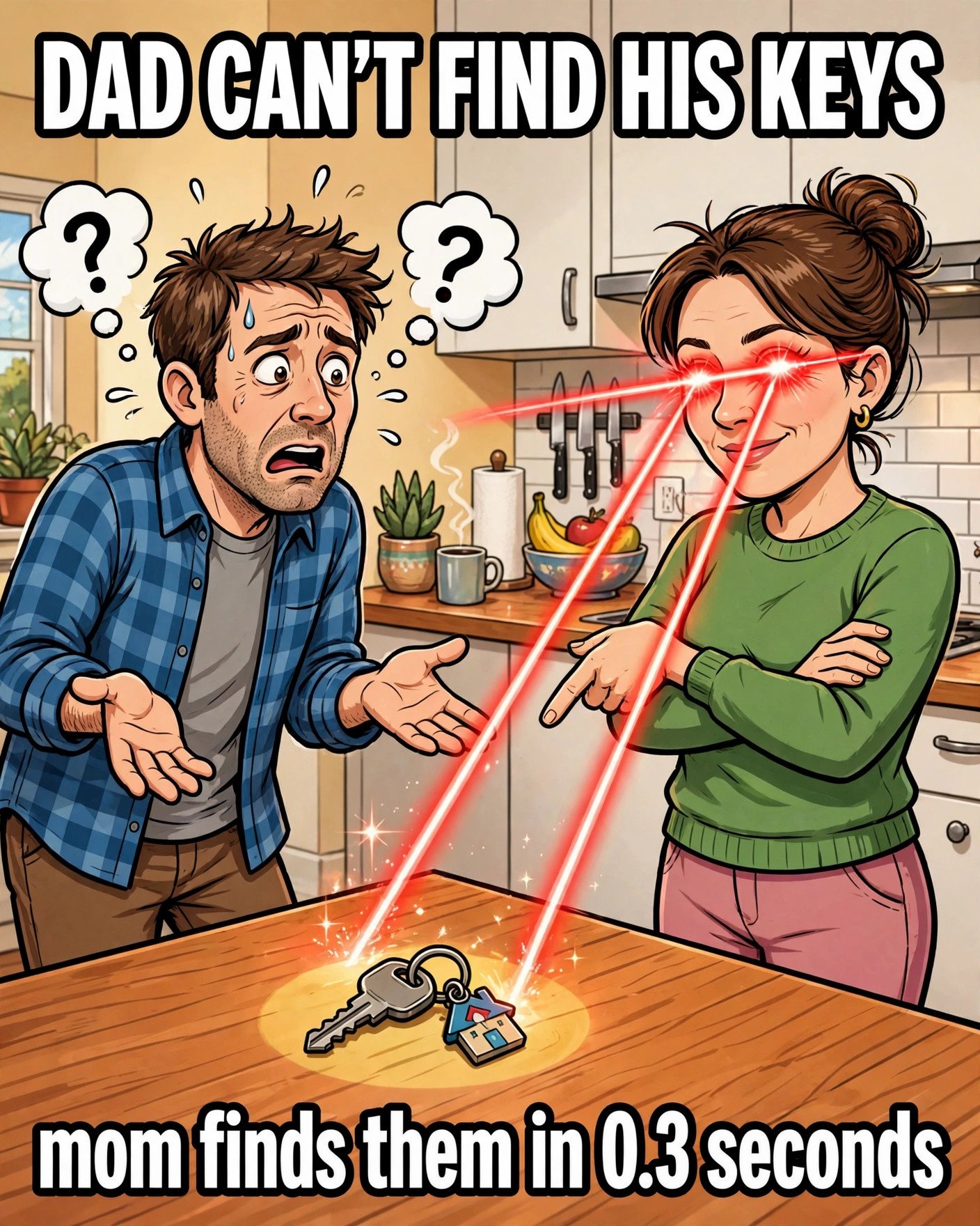 Mom finds dad's keys meme