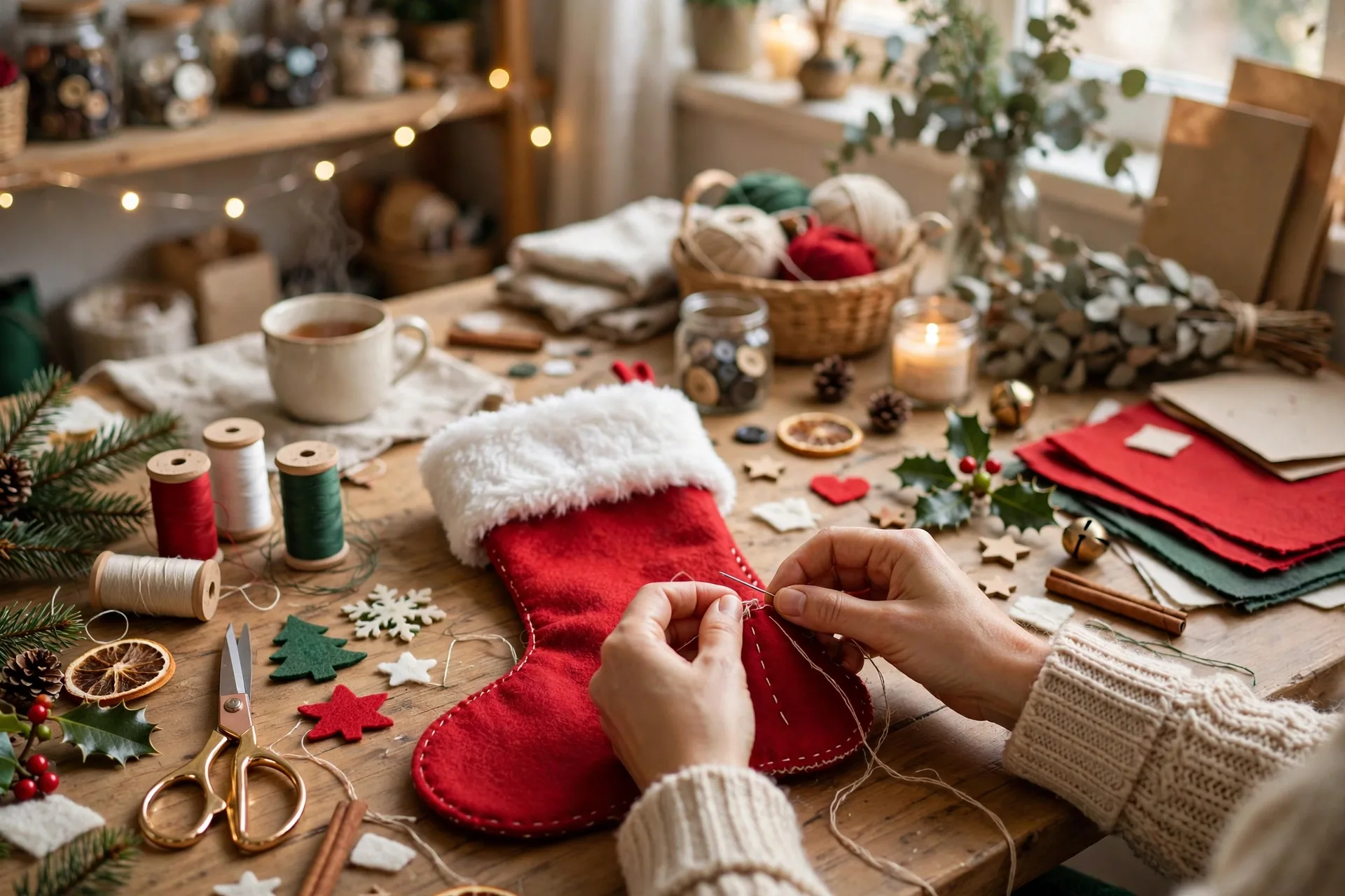 Handmade Christmas stockings craft ideas - felt and velvet stockings